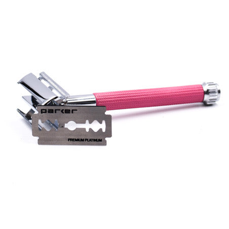 MAQUINA DE AFEITAR FEMENINA PARKER DOBLE HOJA RECARGABLE-ROSADA