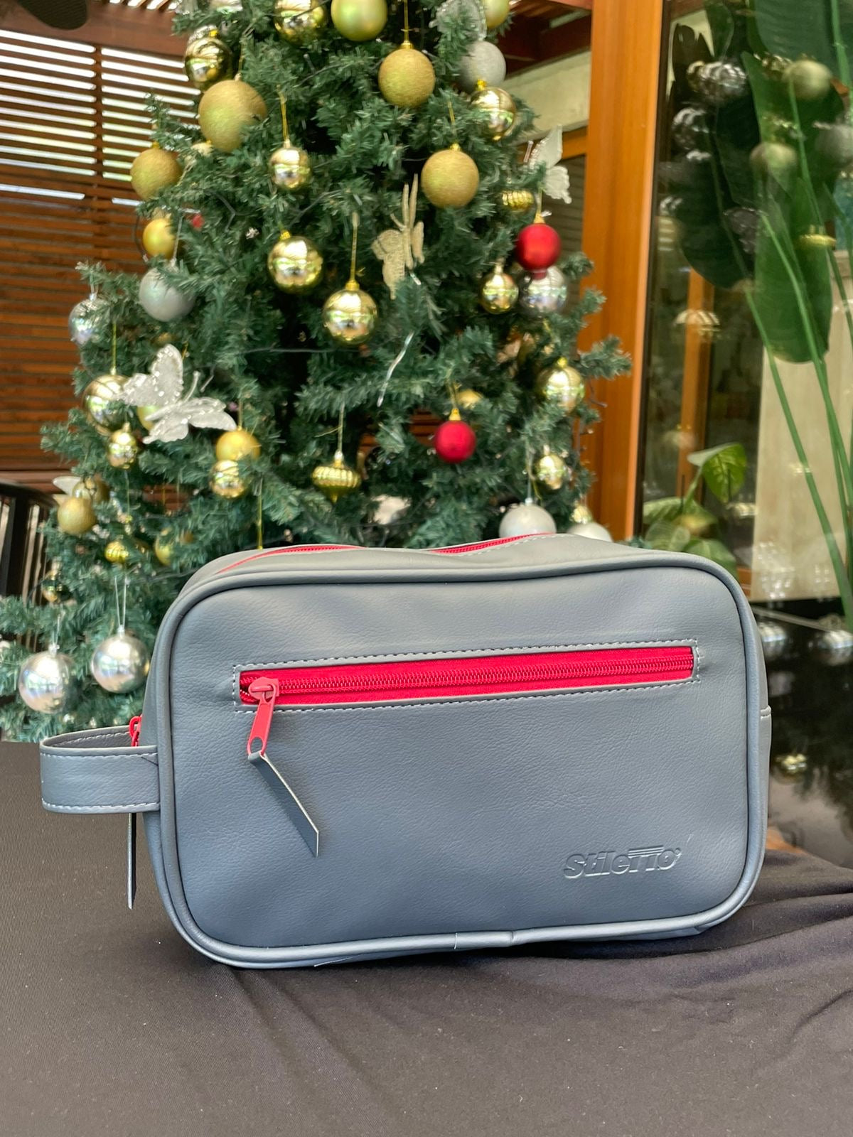 STILETTO NECESSAIRE DE ECO CUERO-GRIS