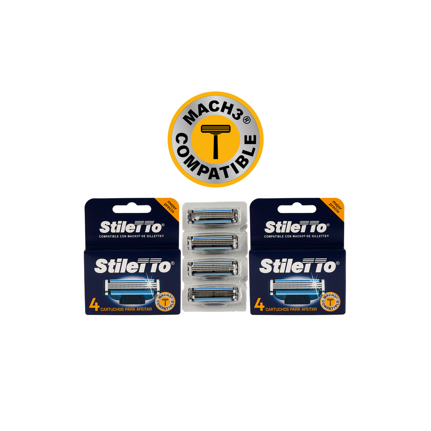 REPUESTOS AFEITADORA 3 HOJAS STILETTO®COMPATIBLE CON MACH3®