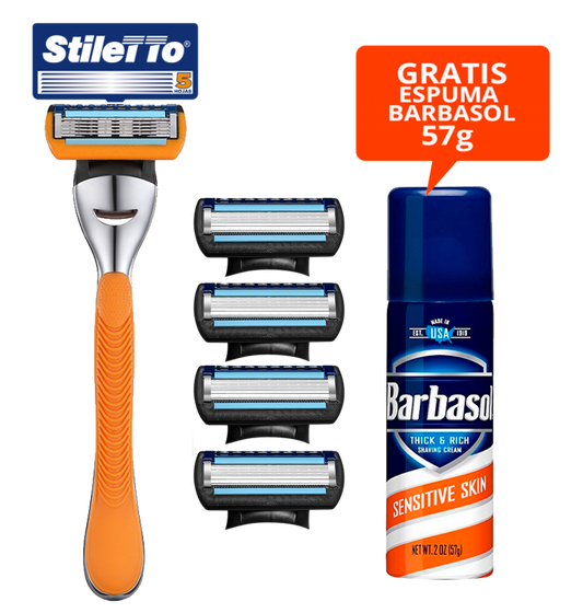 STILETTO® SET DE AFEITADO DE 5 HOJAS CON HOJA TRIMMER ULTRA