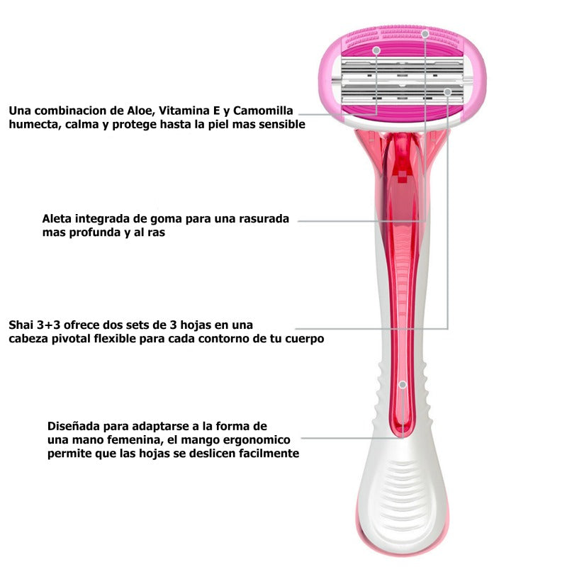 STILETTO® KIT FEMENINO DESECHABLE 6 HOJAS CON ESPUMA PURE SILK