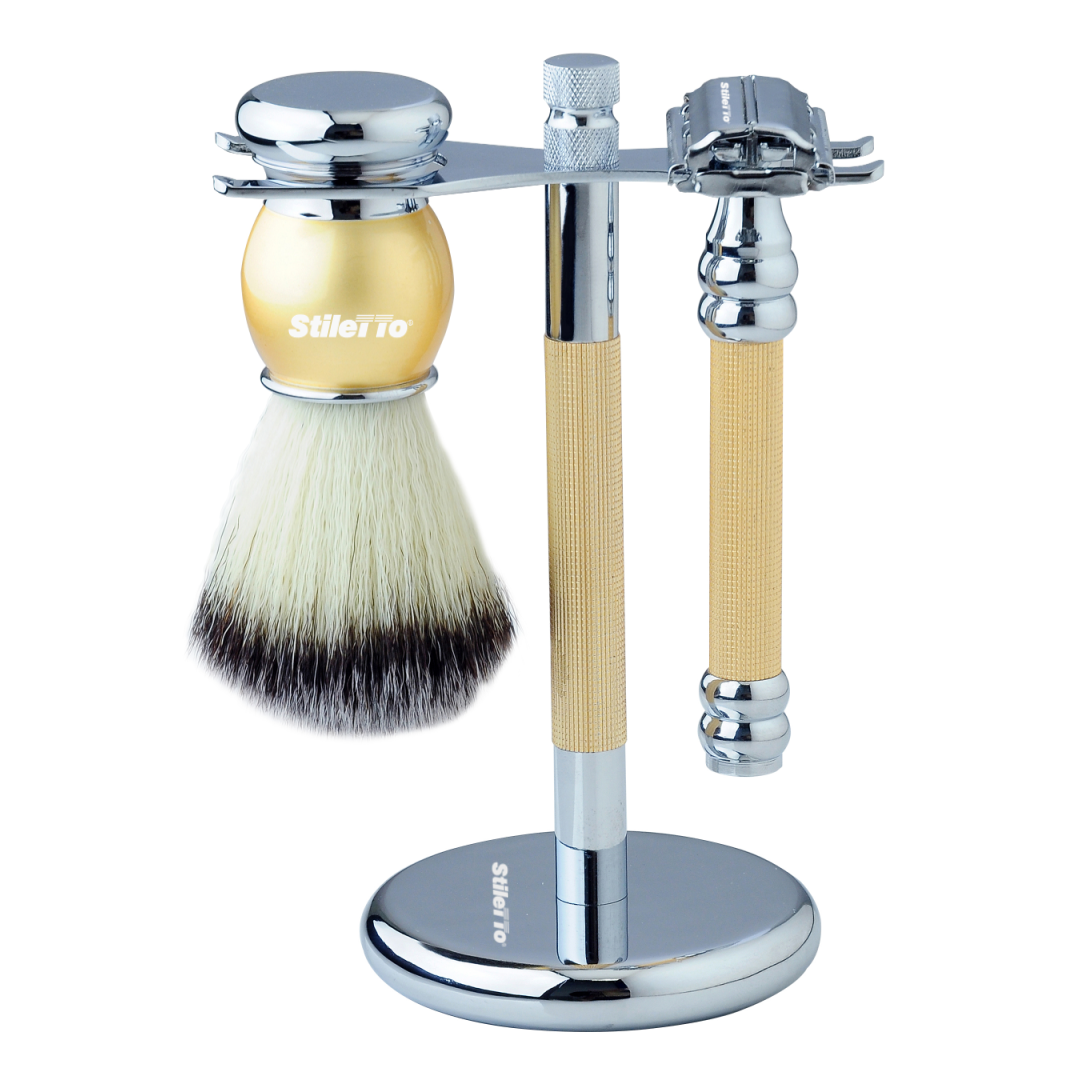 STILETTO SET DE AFEITADO BROCHA Y MAQUINA DE AFEITAR DOBLE HOJA SRB 511G