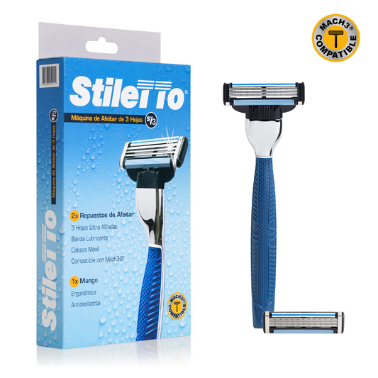 STILETTO KIT DE AFEITADO DE 3 HOJAS COMPATIBLE CON MACH3®